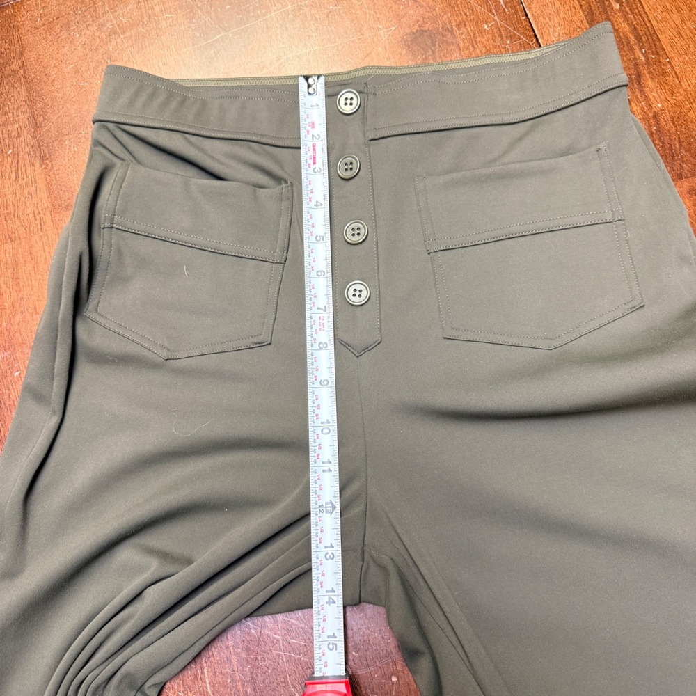 Halara Daystretch Wide Leg Pants Women M Tall Green High Waisted Button Detail - Picture 7 of 10